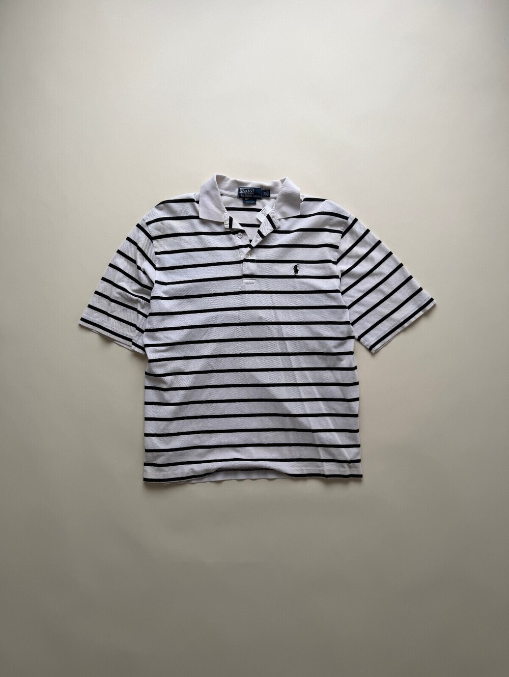 Vintage 90's Polo Ralph Lauren White Black Striped Polo shirt